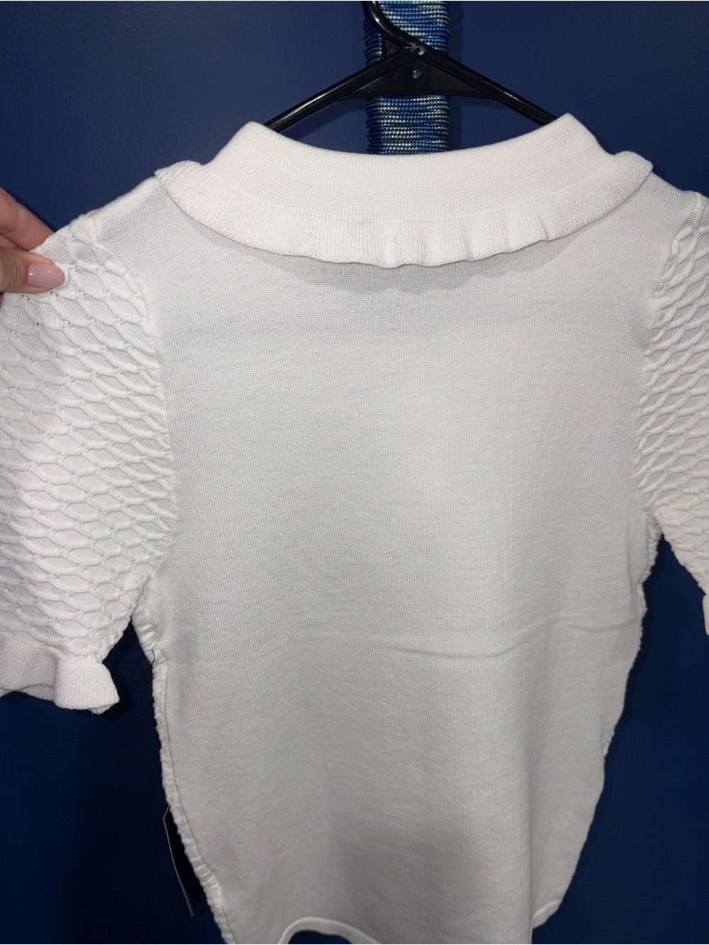 Alice Blue - NWT White Textured Knit Polo Top โ Size Large ๐ค - Picture 13 of 16
